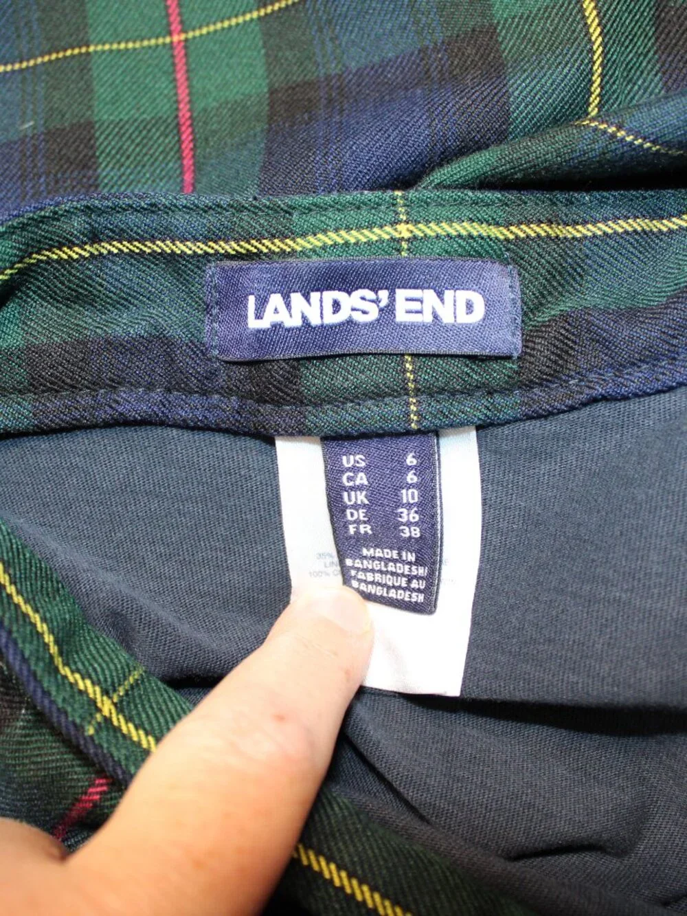 Lands' End 6 Classic Blue Green Tartan Plaid Zip Mid Rise Skort Preppy Holiday